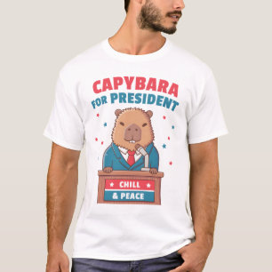 Funny Capybara For President Chill And Peace T-Shirt