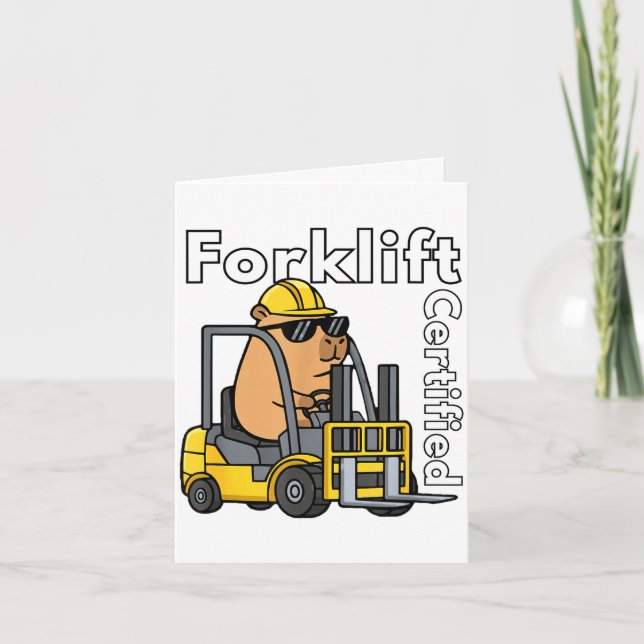 Funny capybara forklift certified operator meme  card (Front)