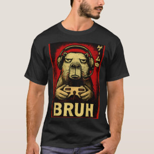 Funny Capybara Gamer Bruh Graphic Tee Men Boys Tee