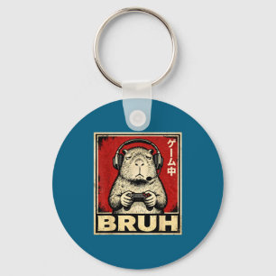 Funny Capybara Gamer Bruh Graphic Tee Men Boys Tee Key Ring