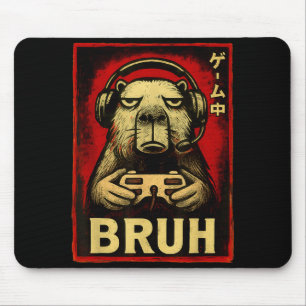 Funny Capybara Gamer Bruh Graphic Tee Men Boys Tee Mouse Mat