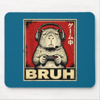 Funny Capybara Gamer Bruh Graphic Tee Men Boys Tee