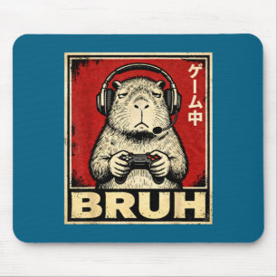 Funny Capybara Gamer Bruh Graphic Tee Men Boys Tee Mouse Mat