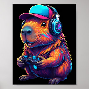Funny Capybara Gamer Gaming Video Games Capybara  Poster