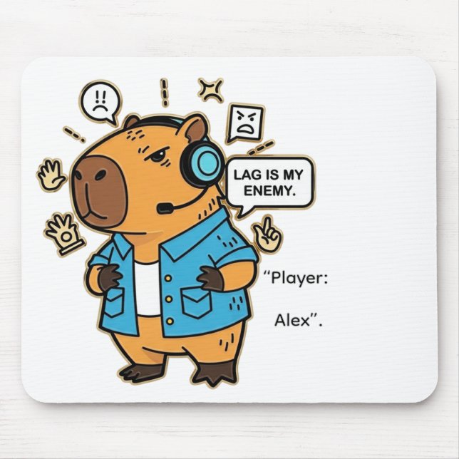 Funny Capybara Gamer Mousepad (Front)