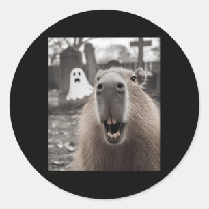 Funny Capybara Ghost Halloween Costume Capybara Ha Classic Round Sticker