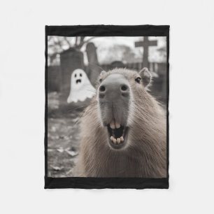 Funny Capybara Ghost Halloween Costume Capybara Ha Fleece Blanket