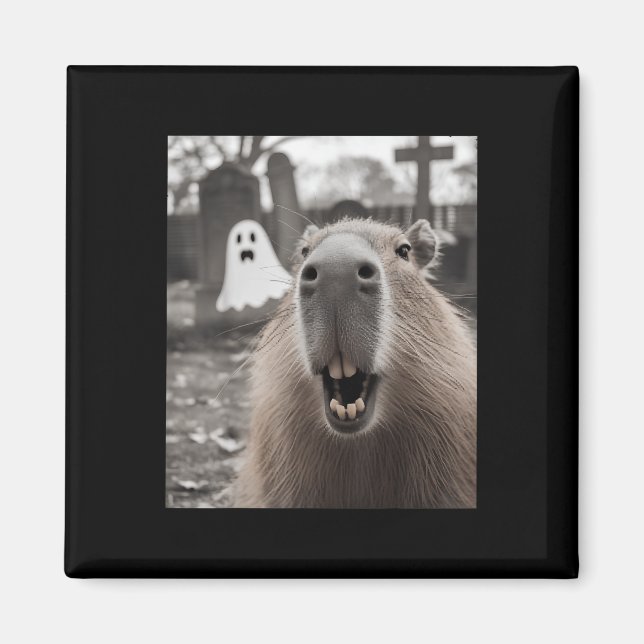 Funny Capybara Ghost Halloween Costume Capybara Ha Magnet (Front)