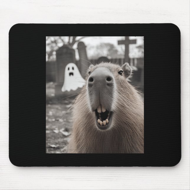 Funny Capybara Ghost Halloween Costume Capybara Ha Mouse Mat (Front)