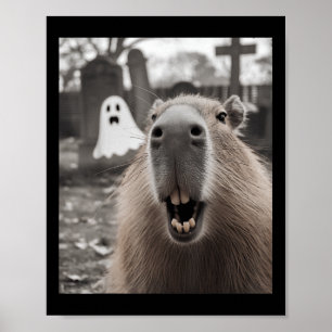 Funny Capybara Ghost Halloween Costume Capybara Ha Poster