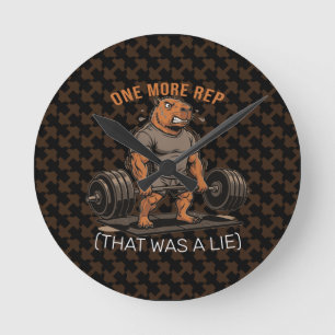 Funny Capybara Gym One More Rep That Was A Lie Round Clock