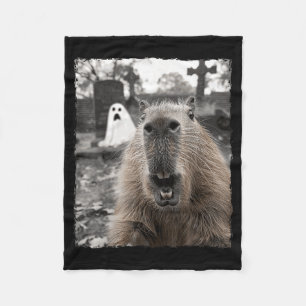 Funny Capybara Halloween Costume Fleece Blanket