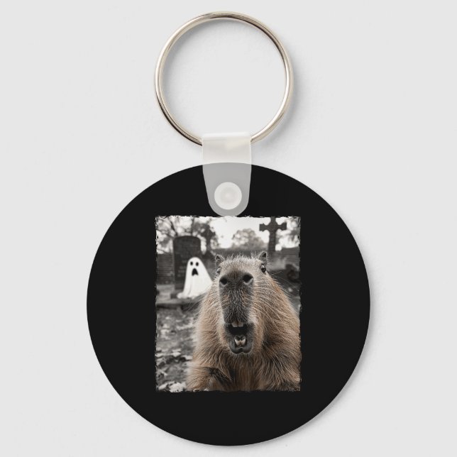 Funny Capybara Halloween Costume  Key Ring (Front)