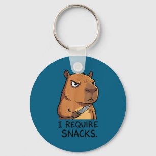 Funny Capybara I Require Snacks Men Women Kids Rod Key Ring