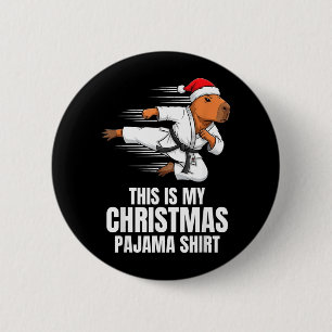 Funny Capybara Karate Taekwondo Judo Christmas 6 Cm Round Badge