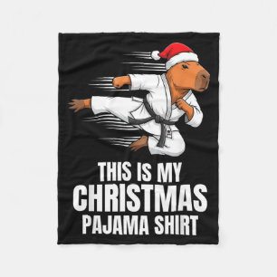 Funny Capybara Karate Taekwondo Judo Christmas Fleece Blanket