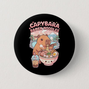 Funny Capybara Noodle Ramen Kawaii Capybara Eating 6 Cm Round Badge