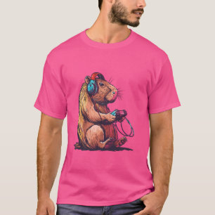 Funny Capybara Playing Video Games, Capybara Gamin T-Shirt