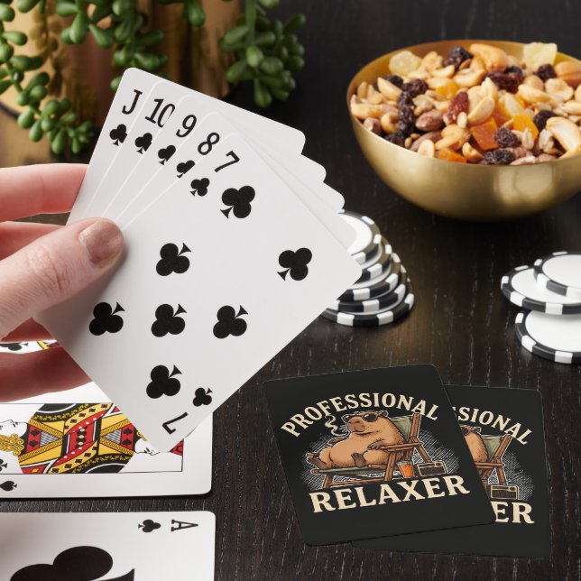 Funny Capybara Professional Relaxer Playing Cards (In Situ)