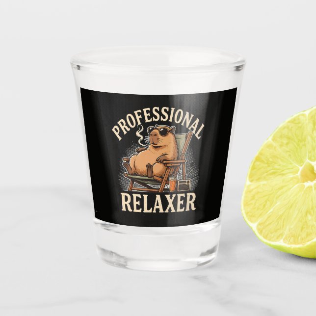 Funny Capybara Professional Relaxer Shot Glass (Front)