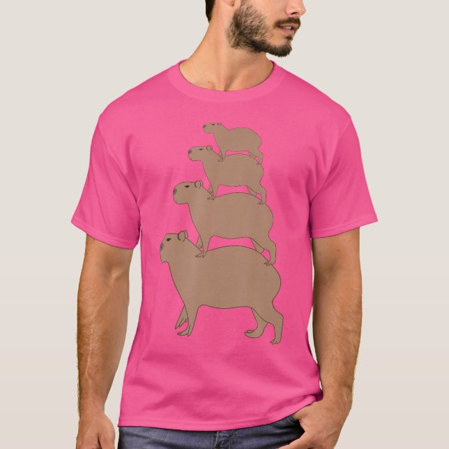 Funny Capybara Pyramid Capybara Riding Capybara T-Shirt (Front)