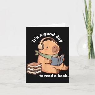 Funny capybara reading a book cute reading for boy card