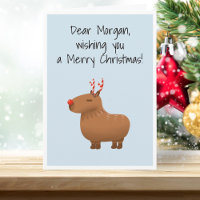 Funny Capybara Reindeer Personalised Christmas