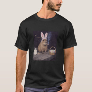 Funny Capybara Retro Bunny Ears Smoking Easter Egg T-Shirt