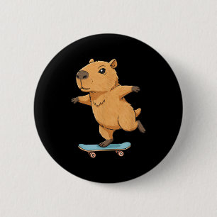 Funny Capybara Skater Skateboard Ballerina Zoo Boy 6 Cm Round Badge