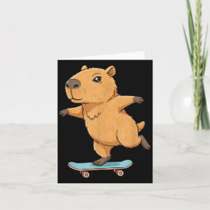 Funny Capybara Skater Skateboard Ballerina Zoo Boy Card