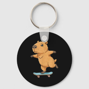 Funny Capybara Skater Skateboard Ballerina Zoo Boy Key Ring