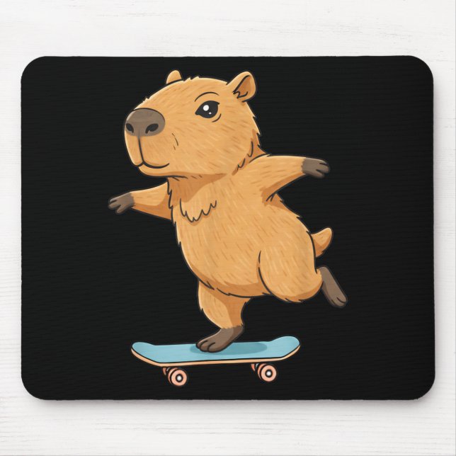 Funny Capybara Skater Skateboard Ballerina Zoo Boy Mouse Mat (Front)