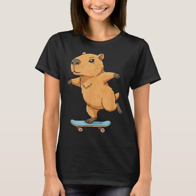 Funny Capybara Skater Skateboard Ballerina Zoo Boy T-Shirt (Front)