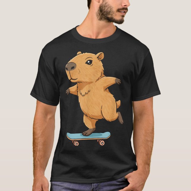 Funny Capybara Skater Skateboard Ballerina Zoo Boy T-Shirt (Front)
