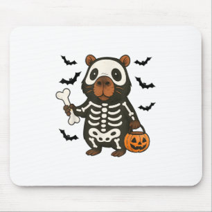 Funny Capybara Skeleton Pumpkin Halloween Costume Mouse Mat