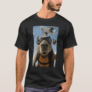 Funny Capybara Sky Diving Diver Animal Lover Zoo B T-Shirt