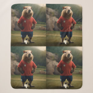 Funny Capybara Soccer Player, Sherpa Blanket