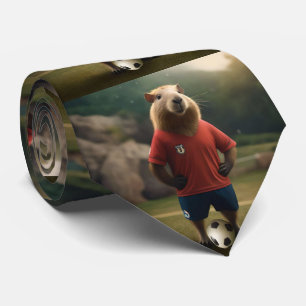 Funny Capybara Soccer Player,  Tie