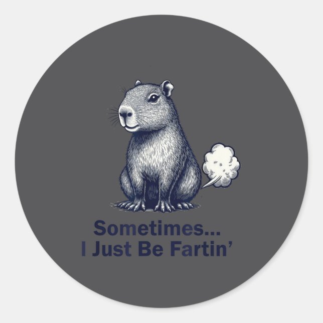 Funny Capybara Sometimes I Just Be Fartin’ Design  Classic Round Sticker (Front)