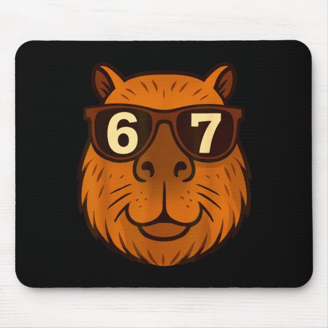 Funny Capybara Sungles 67 Six Seven Meme  Mouse Mat (Front)