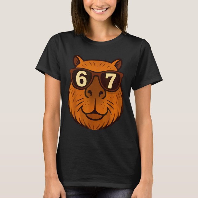 Funny Capybara Sungles 67 Six Seven Meme  T-Shirt (Front)
