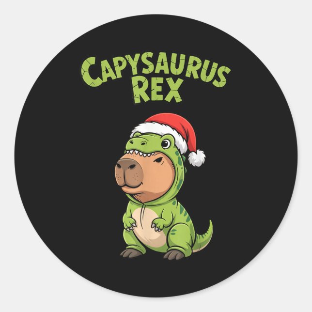 Funny Capybara T-rex Costume Christmas Kids Boys  Classic Round Sticker (Front)