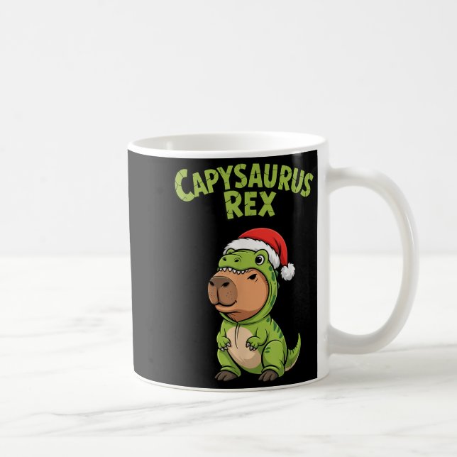 Funny Capybara T-rex Costume Christmas Kids Boys  Coffee Mug (Right)