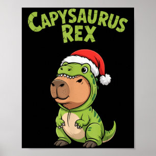 Funny Capybara T-rex Costume Christmas Kids Boys Poster
