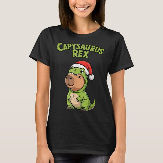 Funny Capybara T-rex Costume Christmas Kids Boys  T-Shirt (Front)