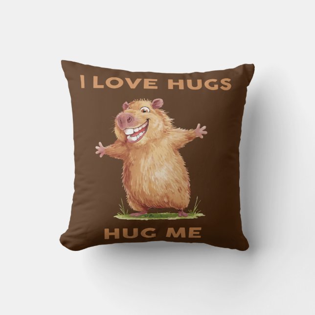 Funny Capybara Throw Pillow (Front)