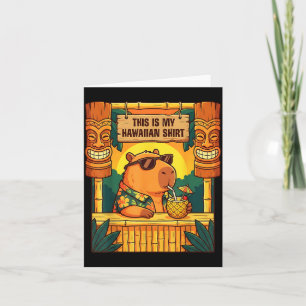 Funny Capybara Tiki Bar Hawaiian Aloha Tropical Card