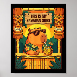 Funny Capybara Tiki Bar Hawaiian Aloha Tropical Poster