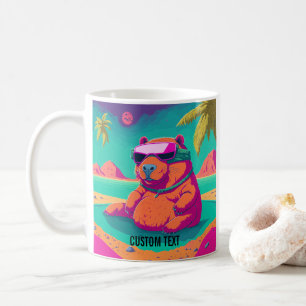 Funny Capybara Tropical Beach Personalised Coffee Mug
