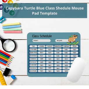 Funny Capybara Turtle Class Schedule Mouse Mat